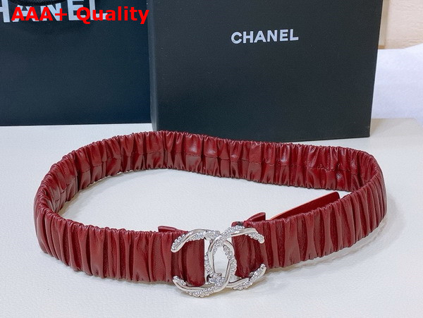 Chanel Belt in Red Lambskin Silver Tone Metal and Strass AA8934 Replica