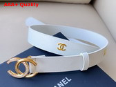 Chanel Belt in White Smooth Leather with Gold CC Belt Buckle Replica