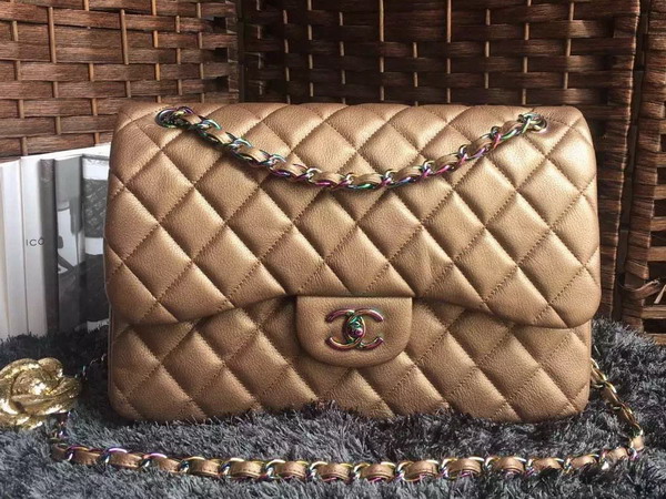 Chanel Big Flap Bag Antique Brass Goatskin Iridescent Hardwares for Sale