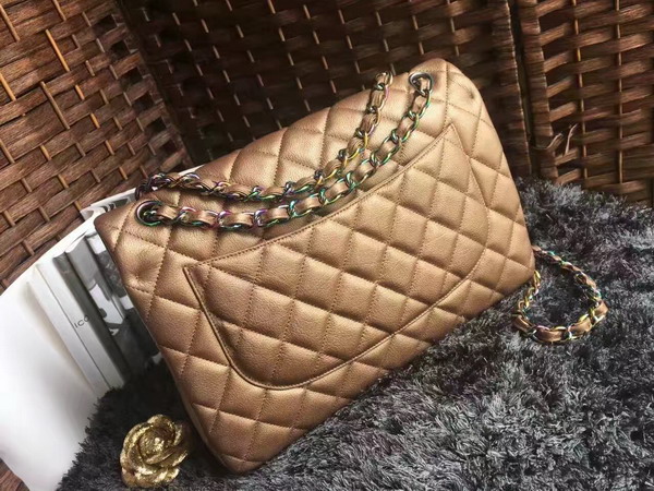 Chanel Big Flap Bag Antique Brass Goatskin Iridescent Hardwares for Sale