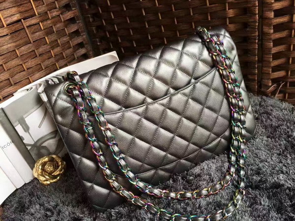 Chanel Big Flap Bag Antique Silver Goatskin Iridescent Hardwares for Sale