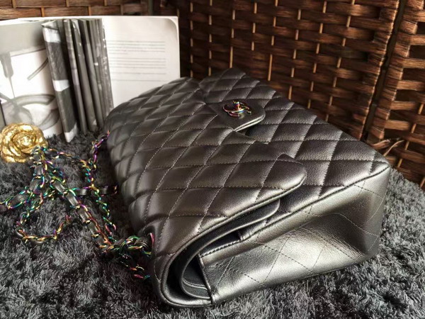 Chanel Big Flap Bag Antique Silver Goatskin Iridescent Hardwares for Sale