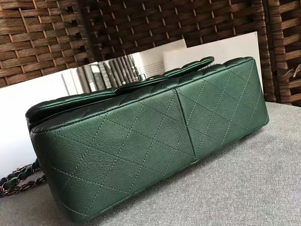 Chanel Big Flap Bag Green Goatskin Iridescent Hardwares for Sale