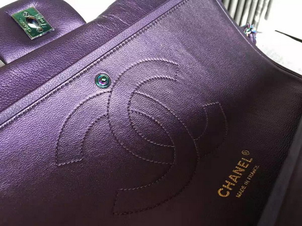 Chanel Big Flap Bag Purple Goatskin Iridescent Hardwares for Sale