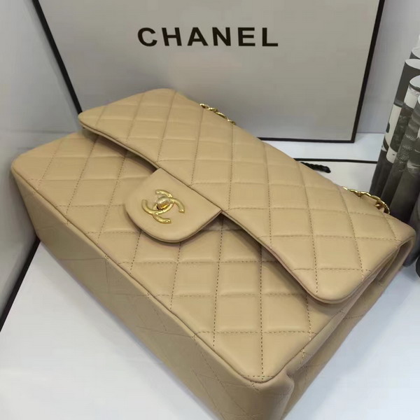 Chanel Big Flap Bag in Beige Lambskin with Gold Hardware For Sale