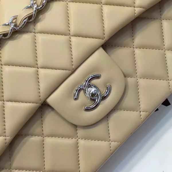 Chanel Big Flap Bag in Beige Lambskin with Silver Hardware For Sale