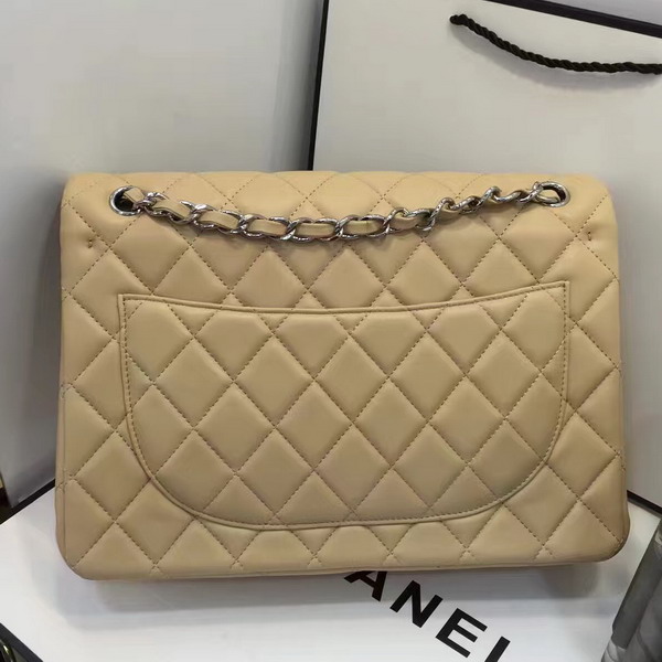 Chanel Big Flap Bag in Beige Lambskin with Silver Hardware For Sale