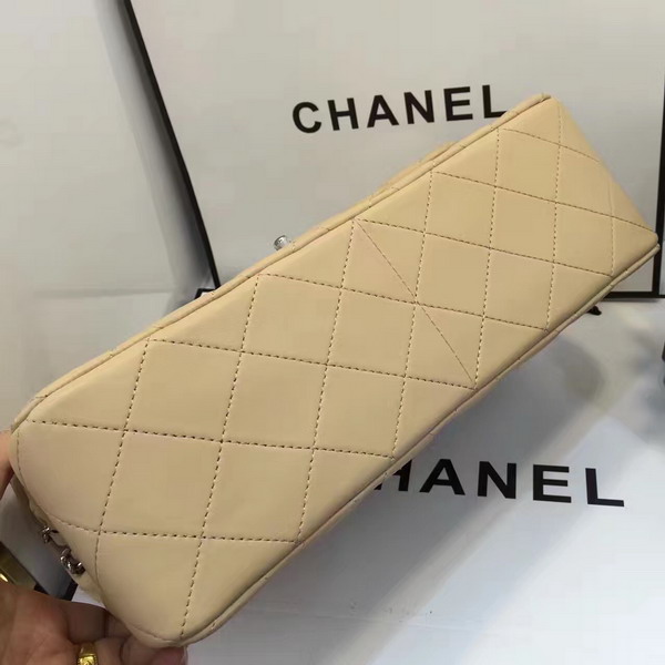 Chanel Big Flap Bag in Beige Lambskin with Silver Hardware For Sale