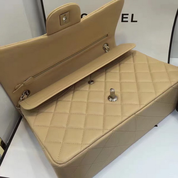 Chanel Big Flap Bag in Beige Lambskin with Silver Hardware For Sale