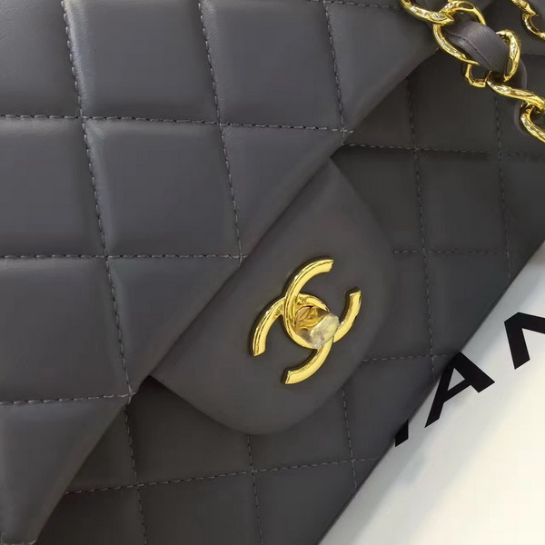 Chanel Big Flap Bag in Grey Lambskin with Gold Hardware For Sale