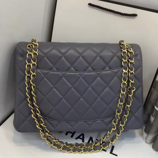 Chanel Big Flap Bag in Grey Lambskin with Gold Hardware For Sale