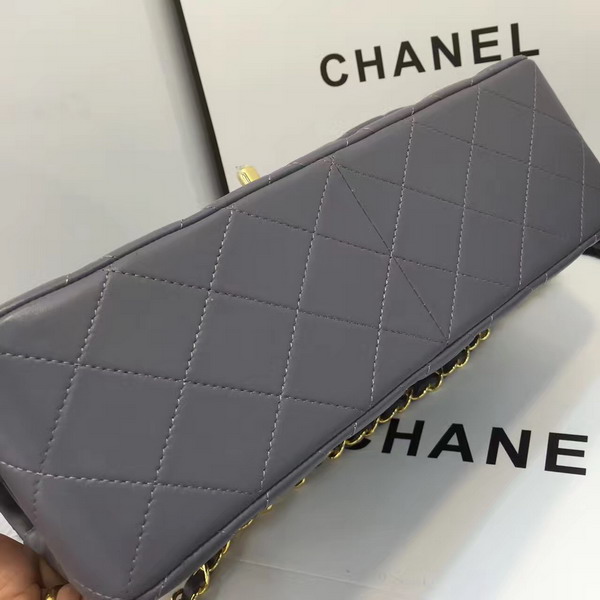 Chanel Big Flap Bag in Grey Lambskin with Gold Hardware For Sale