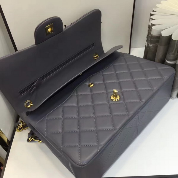 Chanel Big Flap Bag in Grey Lambskin with Gold Hardware For Sale