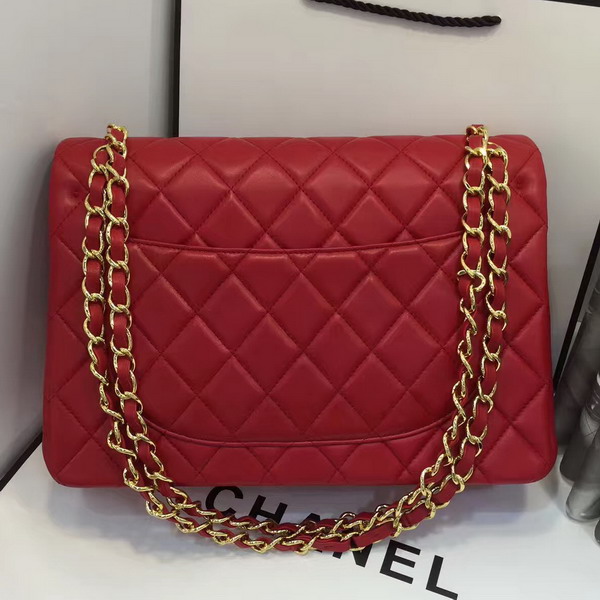 Chanel Big Flap Bag in Red Lambskin with Gold Hardware For Sale