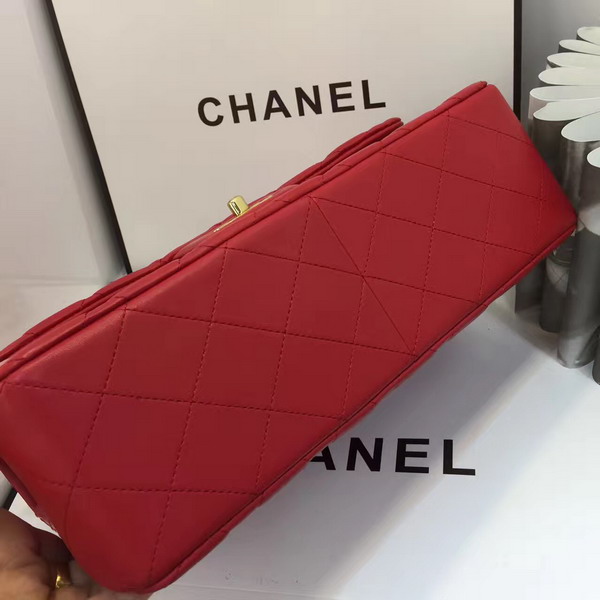 Chanel Big Flap Bag in Red Lambskin with Gold Hardware For Sale