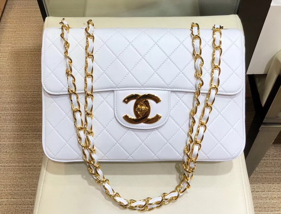 Chanel Big Flap Bag in White Lambskin