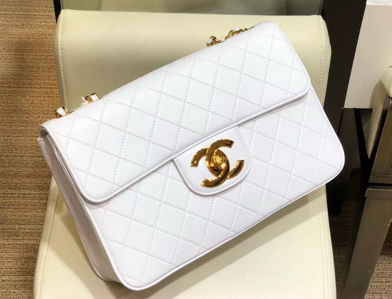 Chanel Big Flap Bag in White Lambskin