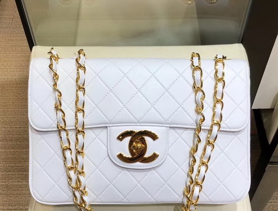 Chanel Big Flap Bag in White Lambskin