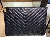 Chanel Big Pouch Black Chevron Lambskin