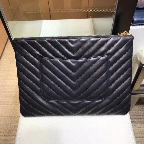 Chanel Big Pouch Black Chevron Lambskin