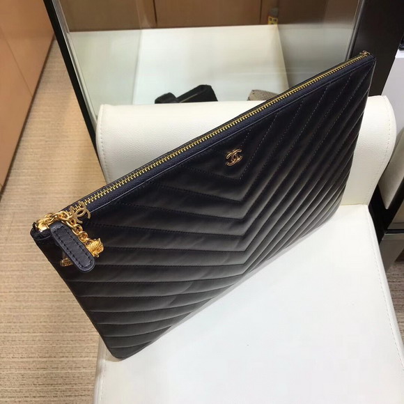 Chanel Big Pouch Black Chevron Lambskin