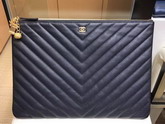 Chanel Big Pouch Black Grained Leather