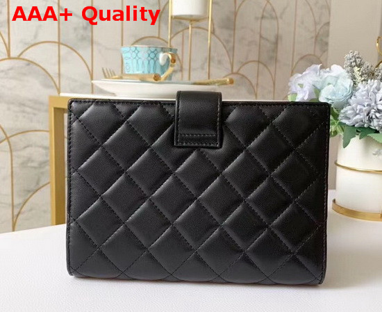 Chanel Big Quilted Leather Cover Note Book Black Quilted Lambskin Replica