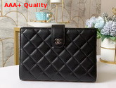 Chanel Big Quilted Leather Cover Note Book Black Quilted Lambskin Replica