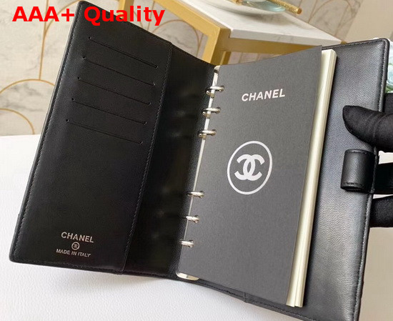 Chanel Big Quilted Leather Cover Note Book Black Quilted Lambskin Replica