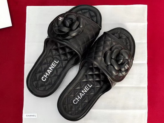 Chanel Black Camellia Mule Lambskin