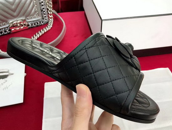 Chanel Black Camellia Mule Lambskin