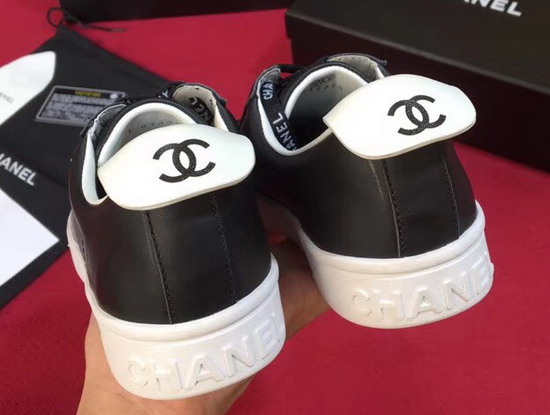 Chanel Black Leather Sneakers