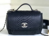 Chanel Black Python Flap Bag with Top Handle