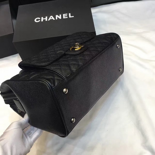 Chanel Bowling Bag Black Grained Calfskin Ruthenium Metal and Gold Metal for Sale