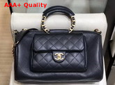 Chanel Bowling Bag Grained Calfskin Lambskin and Gold Tone Metal Black AS1359 Replica