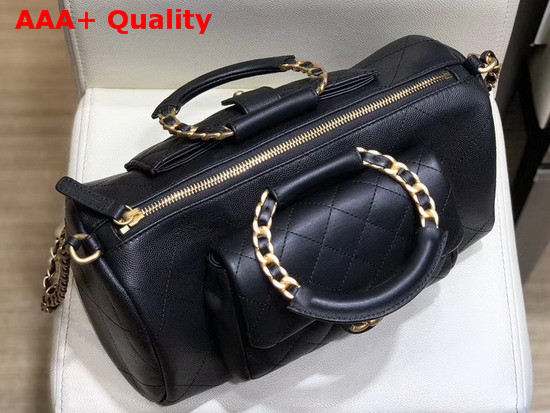 Chanel Bowling Bag Grained Calfskin Lambskin and Gold Tone Metal Black AS1359 Replica