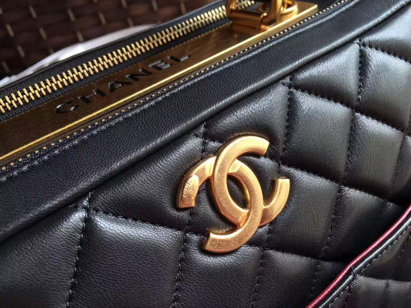 Chanel Bowling Bag Lambskin Light Gold Metal Black for Sale