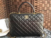 Chanel Bowling Bag Lambskin Light Gold Metal Black for Sale