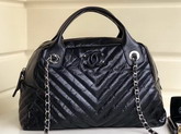 Chanel Bowling Bag in Black Aged Calfskin