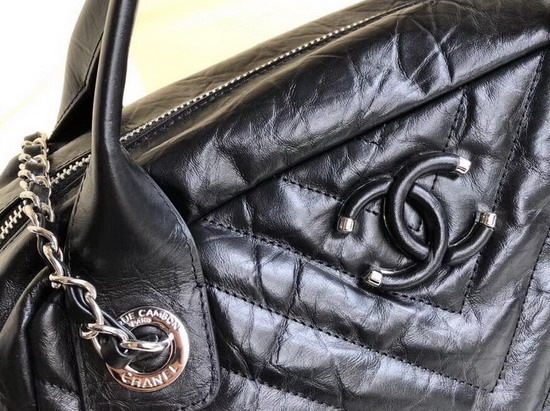 Chanel Bowling Bag in Black Aged Calfskin