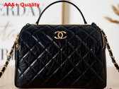 Chanel Bowling Bag in Black Aged Calfskin Gold Tone Metal AS3740 Replica