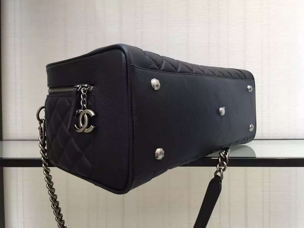 Chanel Bowling Bag in Black Grained Calfskin for Sale