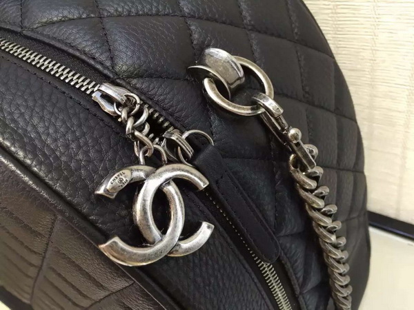 Chanel Bowling Bag in Black Grained Calfskin for Sale