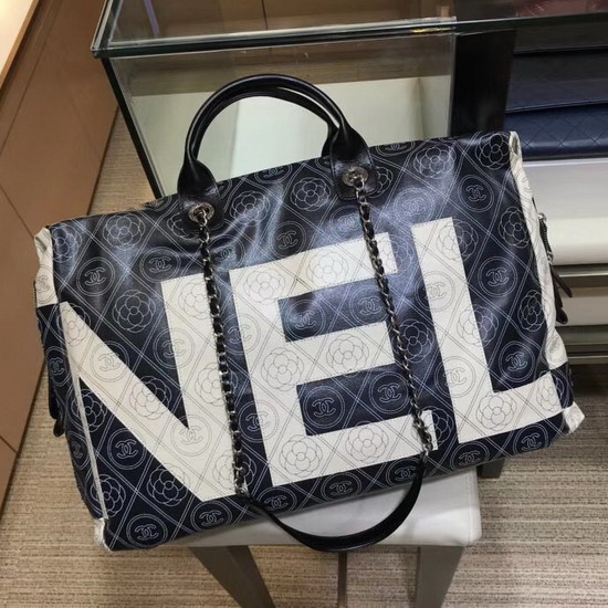 Chanel Bowling Bag in Black Printed Fabric