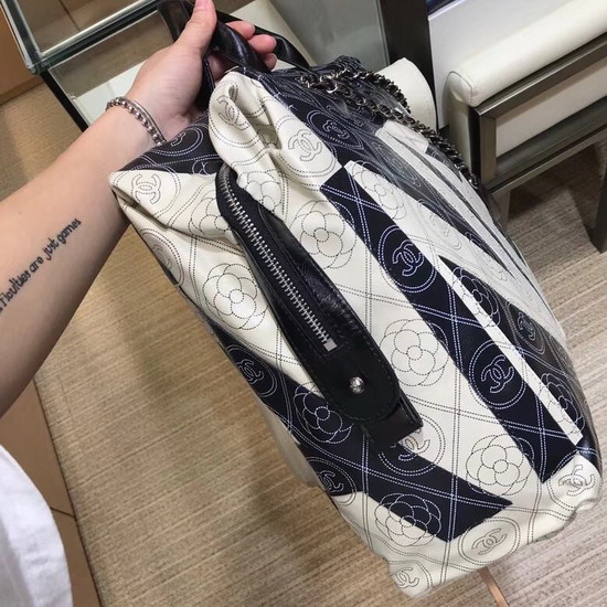 Chanel Bowling Bag in Black Printed Fabric