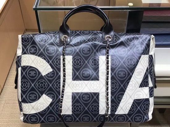 Chanel Bowling Bag in Black Printed Fabric