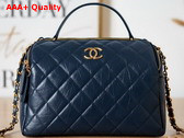 Chanel Bowling Bag in Dark Blue Aged Calfskin Gold Tone Metal AS3740 Replica