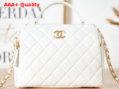 Chanel Bowling Bag in White Aged Calfskin Gold Tone Metal AS3740 Replica