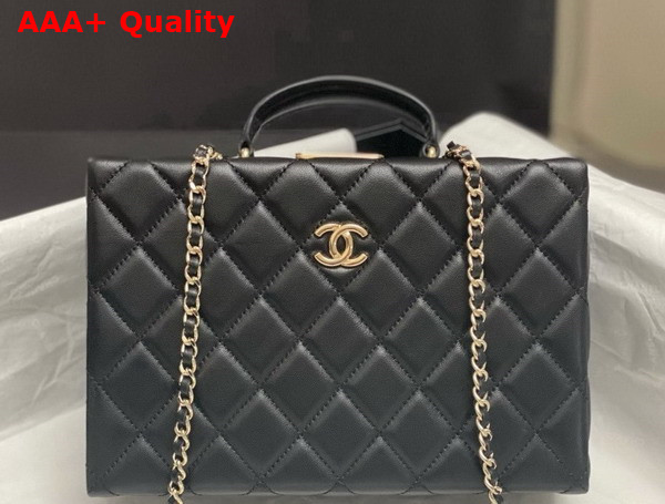 Chanel Box Bag in Black Lambskin Gold Tone Metal AS5168 Replica