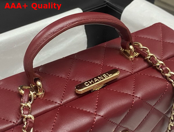 Chanel Box Bag in Burgundy Lambskin Gold Tone Metal AS5168 Replica